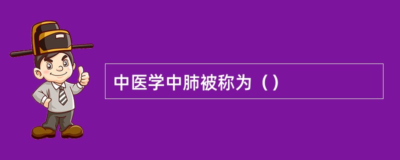 中医学中肺被称为（）