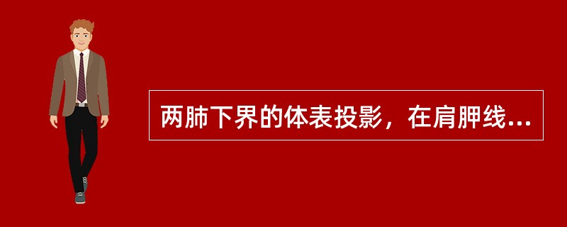 两肺下界的体表投影，在肩胛线处与（）