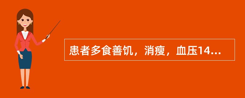 患者多食善饥，消瘦，血压140／60mmHg，双眼球突出。诊断应首先考虑的是（）