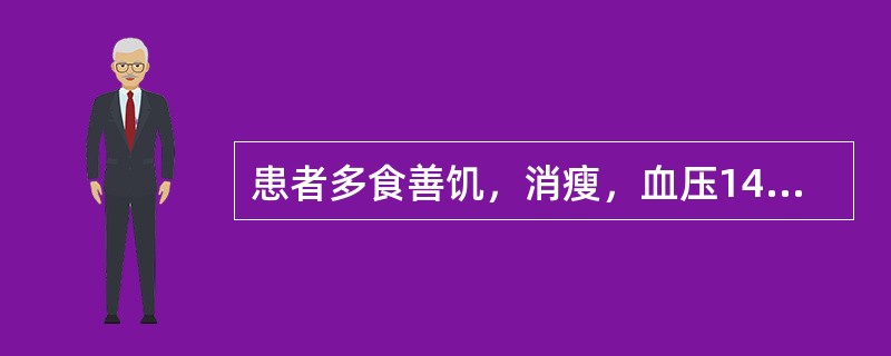 患者多食善饥，消瘦，血压140／60mmHg，双眼球突出。诊断应首先考虑的是（）