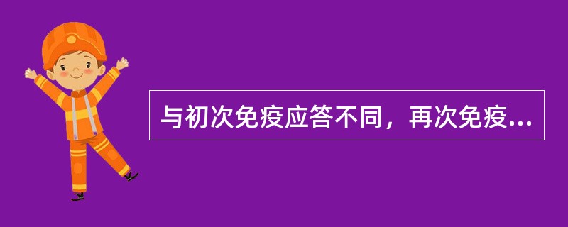 与初次免疫应答不同，再次免疫应答主要产生高亲和力的抗体是（）。