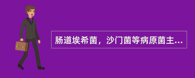 肠道埃希菌，沙门菌等病原菌主要经（）途径感染和传播。