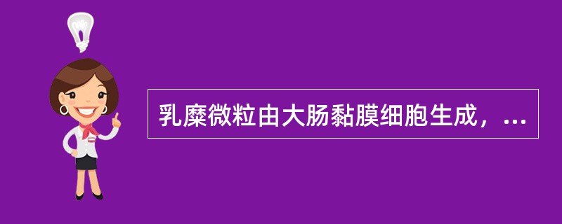 乳糜微粒由大肠黏膜细胞生成，是运输外源性三酰甘油（甘油三酯）及胆固醇的主要形式。（）