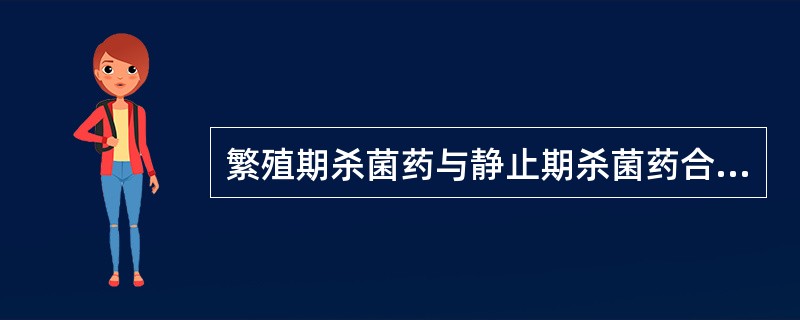 繁殖期杀菌药与静止期杀菌药合用的效果是（）。