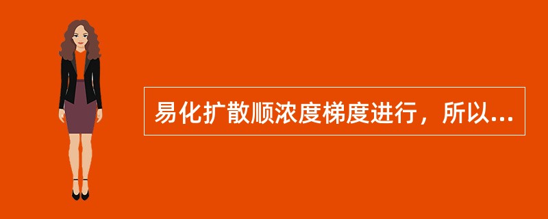 易化扩散顺浓度梯度进行，所以不再需要消耗任何形式的能量。（）