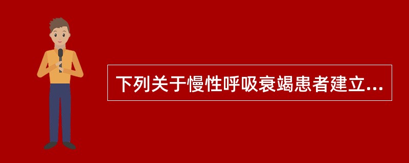 下列关于慢性呼吸衰竭患者建立人工气道目的的说法中，错误的是（）