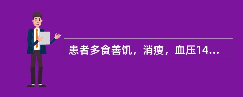 患者多食善饥，消瘦，血压140／60mmHg，双眼球突出。诊断应首先考虑的是（）