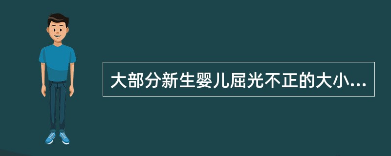 大部分新生婴儿屈光不正的大小一般为（）