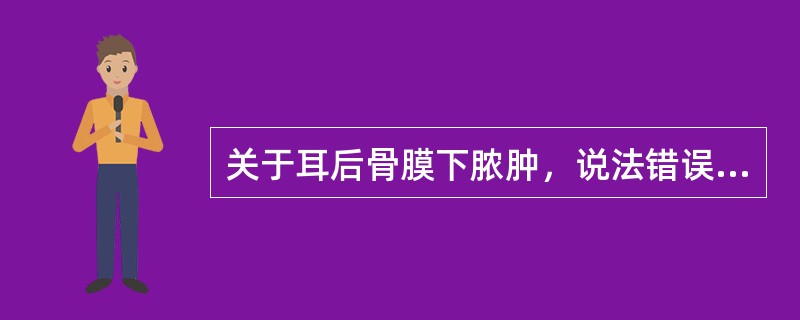 关于耳后骨膜下脓肿，说法错误的是（）