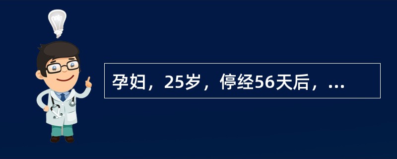 孕妇，25岁，停经56天后，尿HCG（+），阴道有暗红色流血，少量。妇检：子宫颈闭，子宫大小与停经月份符合，最可能出现的是（）。