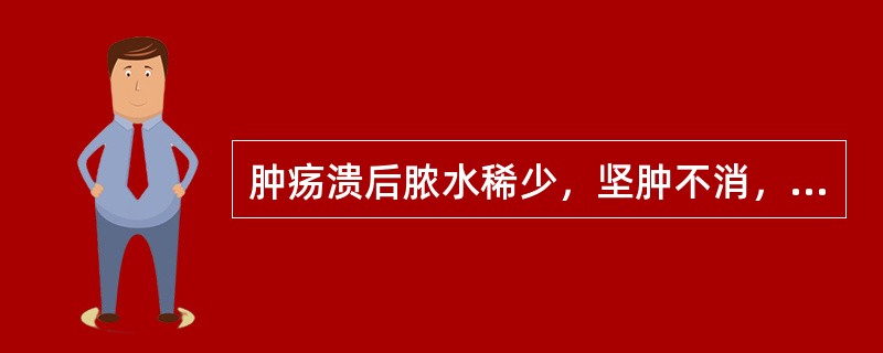 肿疡溃后脓水稀少，坚肿不消，伴身热乏力，精神不振，脉无力者，宜用（）