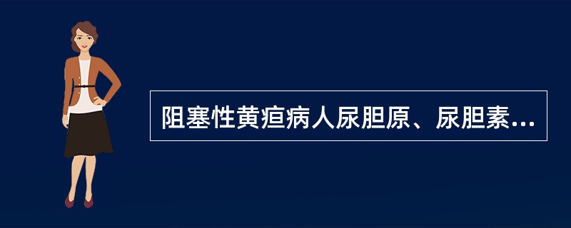 阻塞性黄疸病人尿胆原、尿胆素均为阴性。（）