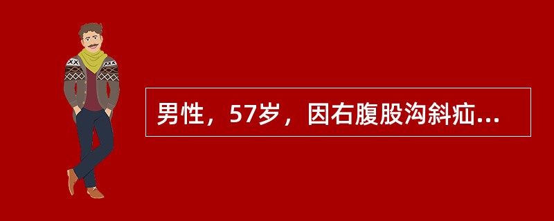 男性，57岁，因右腹股沟斜疝行手术治疗。手术中发现疝壁的一部分由盲肠构成，此时的诊断是（）。