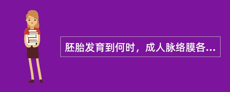 胚胎发育到何时，成人脉络膜各层结构可辨认（）