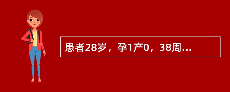 患者28岁，孕1产0，38周妊娠，因血压20／13kPa（150／100mmHg），收住入院。体检：一般情况好，下肢水肿（+），蛋白尿（+）宫高32cm，腹围90cm，胎心140次／分，胎位LOA。估