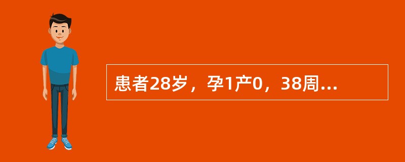 患者28岁，孕1产0，38周妊娠，因血压20／13kPa（150／100mmHg），收住入院。体检：一般情况好，下肢水肿（+），蛋白尿（+）宫高32cm，腹围90cm，胎心140次／分，胎位LOA。估