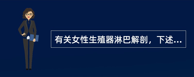 有关女性生殖器淋巴解剖，下述哪项不正确（）