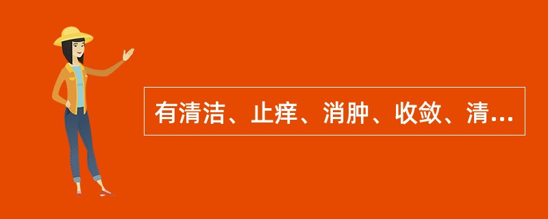 有清洁、止痒、消肿、收敛、清热解毒作用的是（）
