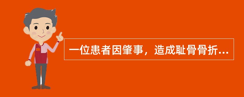 一位患者因肇事，造成耻骨骨折并刺破膀胱，检查所见，耻骨联合处已塌陷，骨折分类应属（）