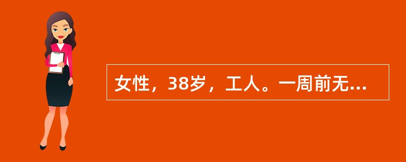 女性，38岁，工人。一周前无明显诱因开始出现少食，睡眠差，与人讲话小声，把家里的电话线、电脑线均拔掉，说有人监听。近2天，突然站在阳台上叫骂，自言自语说不害怕。对医生的问话以唱代说。不时捂住耳朵、跺脚