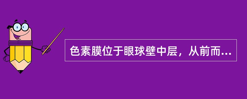 色素膜位于眼球壁中层，从前而后可以分为3个部分（）