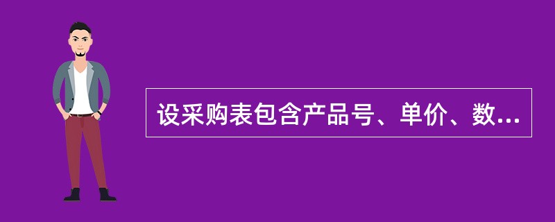设采购表包含产品号、单价、数量和金额四个字段，其中单价、数量和金额字段都是数值型。如果把所有的金额都直接修改成单价*数量，下列正确的命令是（　　）。