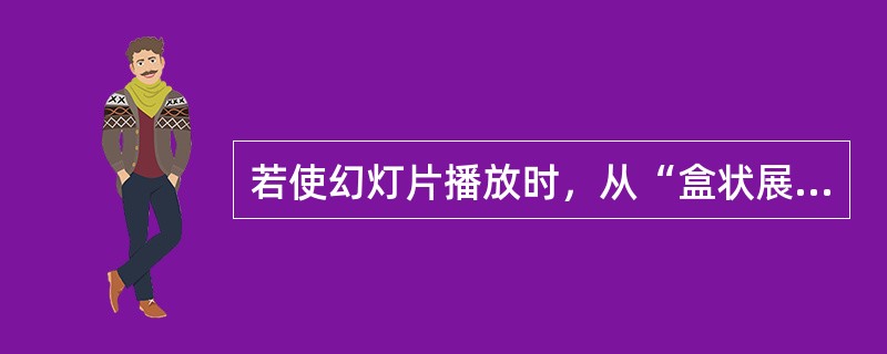若使幻灯片播放时，从“盒状展开”效果变换到下一张幻灯片，需要设置（ ）。