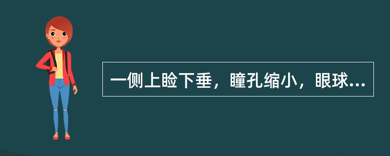 一侧上睑下垂，瞳孔缩小，眼球内陷的表现是（　）。