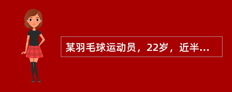 某羽毛球运动员，22岁，近半年来右肘部外侧疼痛，运动后加剧。检查：右肘外侧压痛，但肘关节功能正常。最可能的诊断是（　　）。