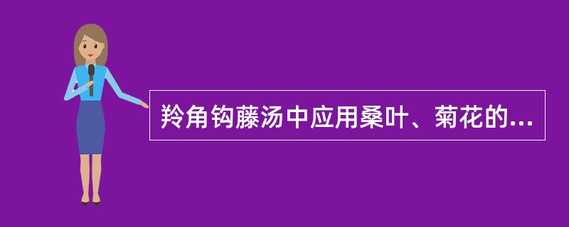 羚角钩藤汤中应用桑叶、菊花的作用是（　　）。