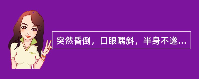 突然昏倒，口眼喁斜，半身不遂，语言不利，面赤，脉弦劲有力。宜诊断为（　　）。