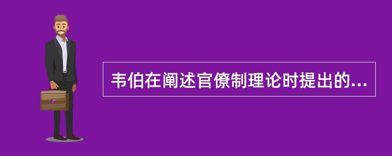 韦伯在阐述官僚制理论时提出的三种权威类型分别为传统权威、魅力权威和（　　）。