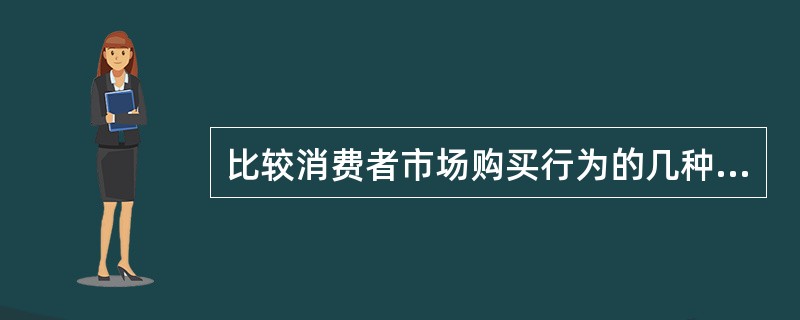 比较消费者市场购买行为的几种类型以及相应的营销策略。