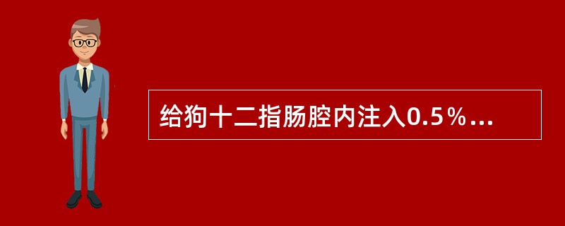 给狗十二指肠腔内注入0.5％盐酸50ml，可引起（　　）。 