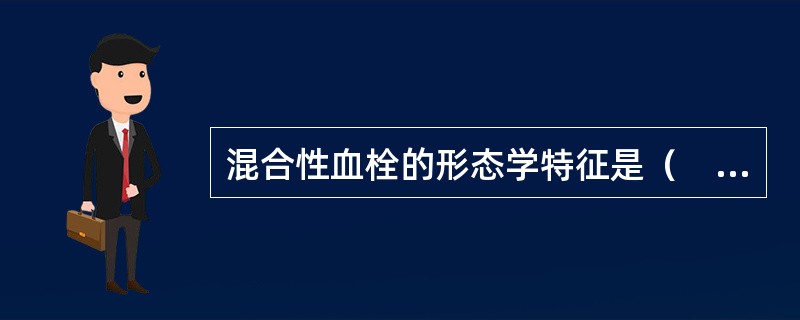 混合性血栓的形态学特征是（　　）。