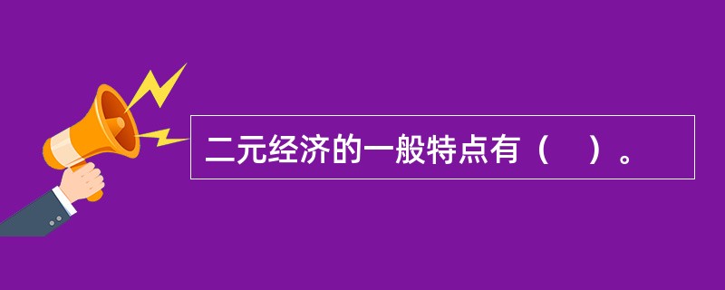 二元经济的一般特点有（　）。