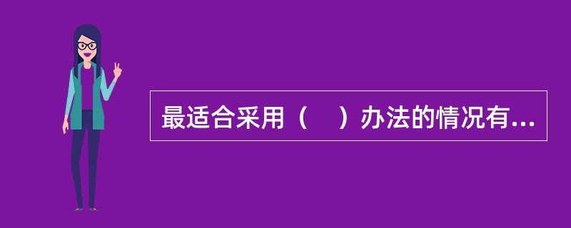 最适合采用（　）办法的情况有以下两种：第一，某种特定风险所致的损失概率和损失程度相当大；第二应用其他风险处理技术的成本超过其产生的效益，采用风险避免方法可使企业受损失的可能性等于零。