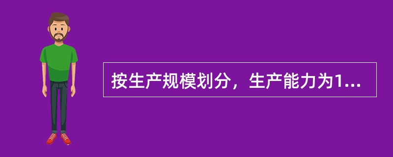 按生产规模划分，生产能力为150m³/h的混凝土拌合系统，属于（　）拌合设备。</p>