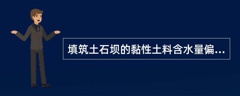 填筑土石坝的黏性土料含水量偏低时，应优先考虑在（　）加水。