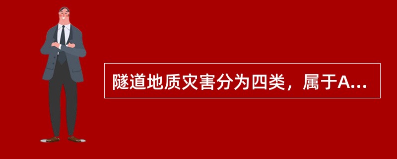 隧道地质灾害分为四类，属于A级地质灾害的是（　）。