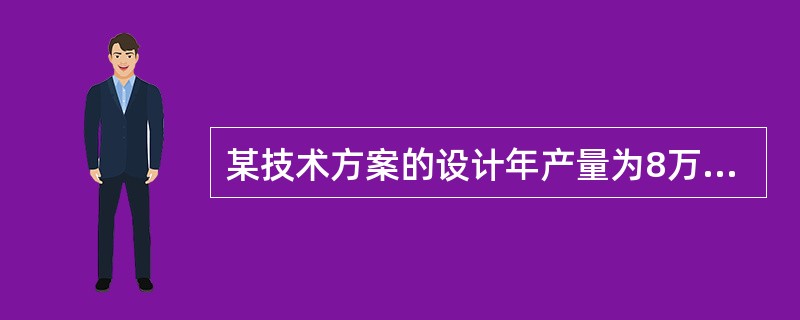 某技术方案的设计年产量为8万件，单位产品销售价格为100元／件，单位产品可变成本为20元／件，单位产品税金及附加为5元/件，按设计生产能力生产时，年利润为200万元，则该技术方案的盈亏平衡点产销量为（