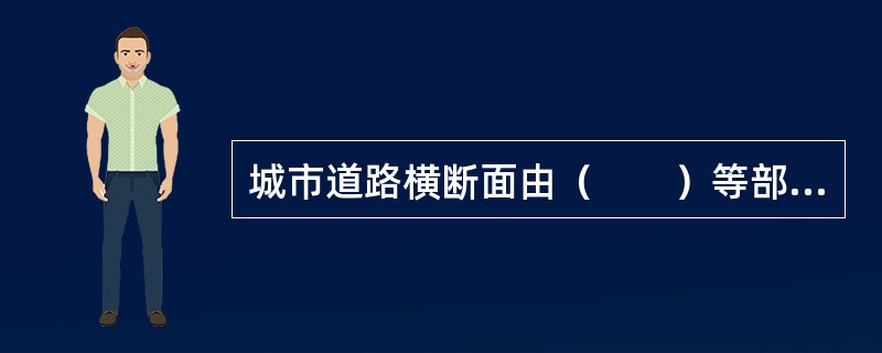 城市道路横断面由（　　）等部分组成。