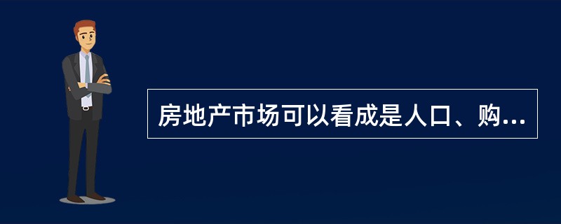 房地产市场可以看成是人口、购买能力和（）的结合体。