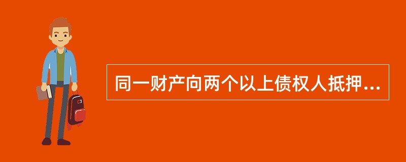 同一财产向两个以上债权人抵押，拍卖、变卖抵押物所得的价款按照（）清偿。