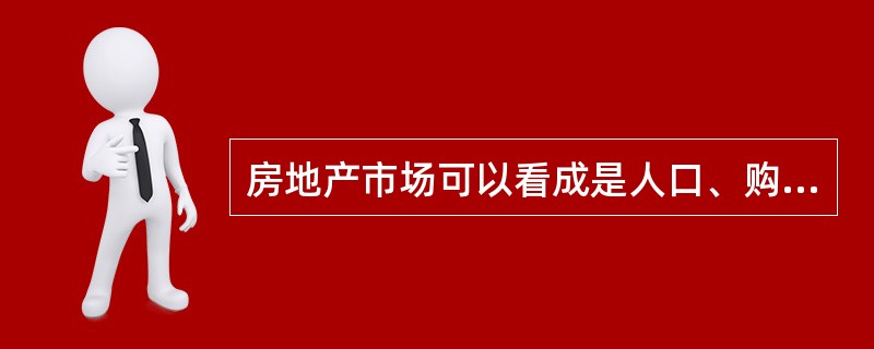 房地产市场可以看成是人口、购买能力和（）的结合体。