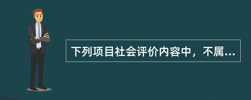下列项目社会评价内容中，不属于社会互适性分析因素的是（　）。