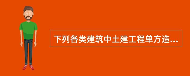 下列各类建筑中土建工程单方造价最高的是（　　）。[2012年真题]