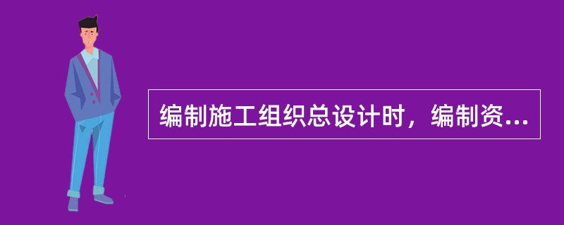 编制施工组织总设计时，编制资源需求量计划的紧前工作是（）。