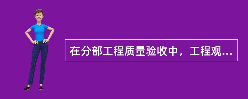 在分部工程质量验收中，工程观感质量应由验收人员通过（  ）来评定。