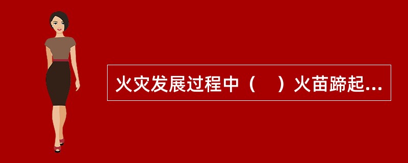 火灾发展过程中（　）火苗蹄起，火势迅速扩大。